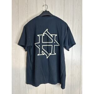 Hypnotized Block Letter Back design Black Y2K Tee Sz L